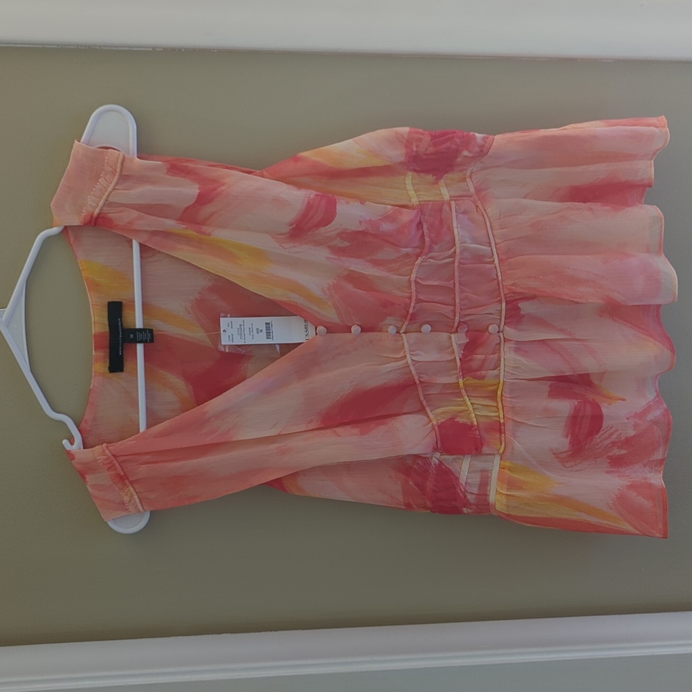WHBM ruched waist sleeveless blouse size M